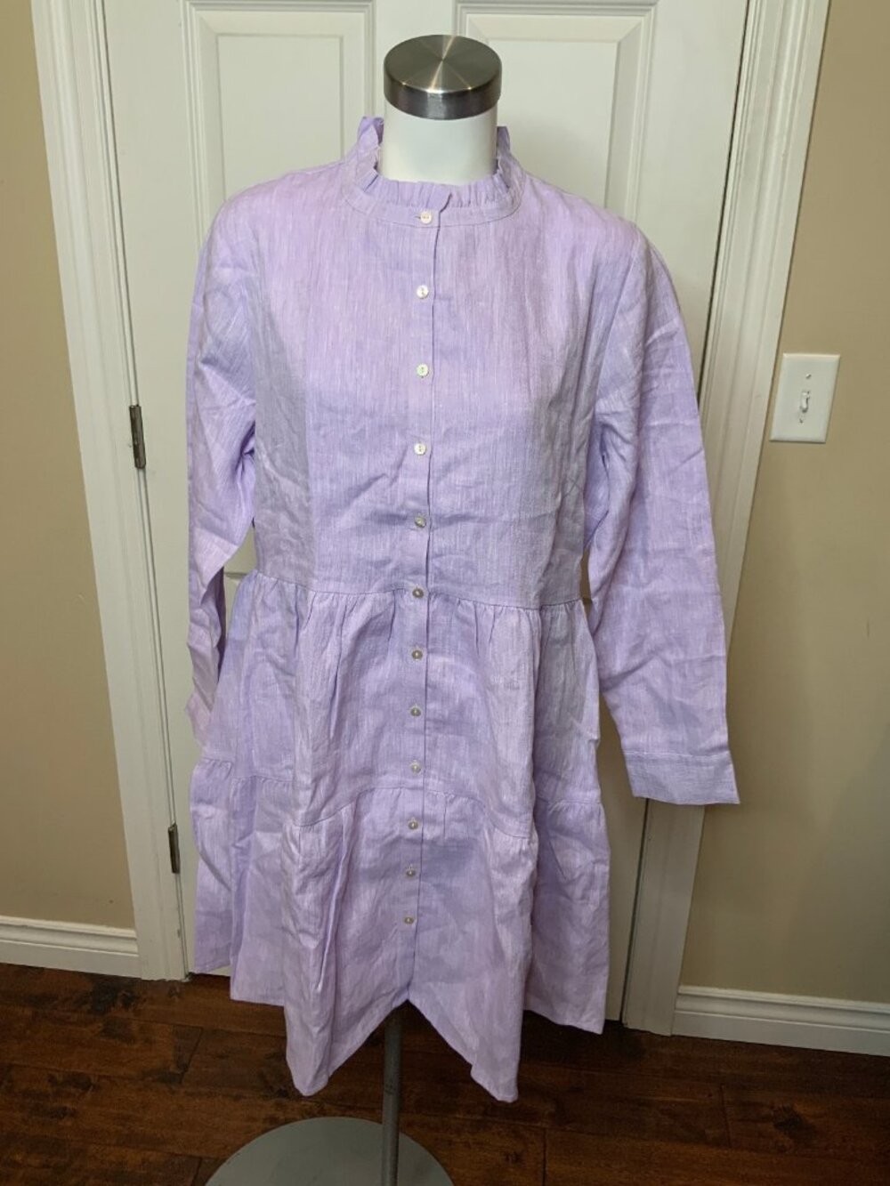 Alice Walk Purple Linen Tiered Shirt Dress, Size XL, NWT! $275